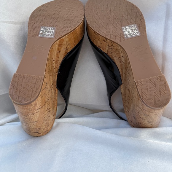 Stuart Weitzman Riveria Patent Leather Slingback Cork Platform Wedge Sandals 7.5 - Picture 6 of 13